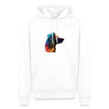 Chien dans une émeute de couleurs / Chien multicolore - Sweat à capuche Premium bio Homme - blanc - Devant - Nico (187cm)