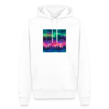 Northern Lights Glow: Polarlichter-Kollektion - Männer Premium Bio Hoodie - Weiß - Vorne - Nico (187cm)