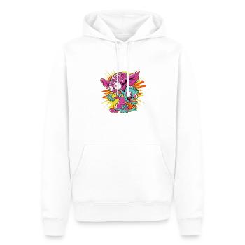 Retro-Stil 90er Jahre Cartoon-Comic-Figur - Männer Premium Bio Hoodie - Weiß - Vorne - Nico (187cm)