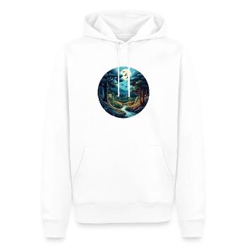 Forêt la nuit - Sweat à capuche Premium bio Homme - blanc - Devant - Nico (187cm)