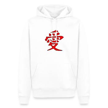 "Amour" - Sweat à capuche Premium bio Homme - blanc - Devant - Nico (187cm)