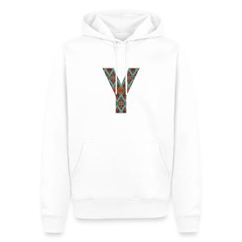 Lettre Y- design boho, monogramme coloré - Sweat à capuche Premium bio Homme - blanc - Devant - Nico (187cm)