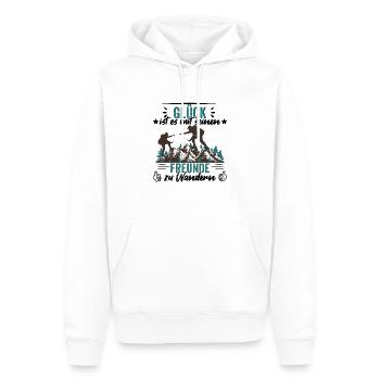 Glück ist es mit seinen Freunde zu Wandern - Männer Premium Bio Hoodie - Weiß - Vorne - Nico (187cm)