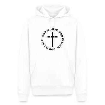 Dieu est amour - dessein chrétien - Sweat à capuche Premium bio Homme - blanc - Devant - Nico (187cm)