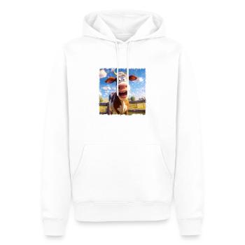 Drôle de vache - Sweat à capuche Premium bio Homme - blanc - Devant - Nico (187cm)
