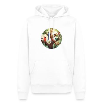 Bunte Vögel - Männer Premium Bio Hoodie - Weiß - Vorne - Nico (187cm)