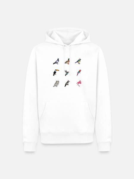 Vögel - Männer Premium Bio Hoodie - Weiß