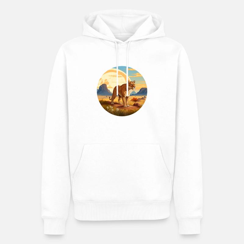 Lionne - Sweat à capuche Premium bio Homme - blanc