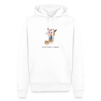 normal is boring Lama - Men’s Premium Organic Hoodie - white - Front - Nico (187cm)
