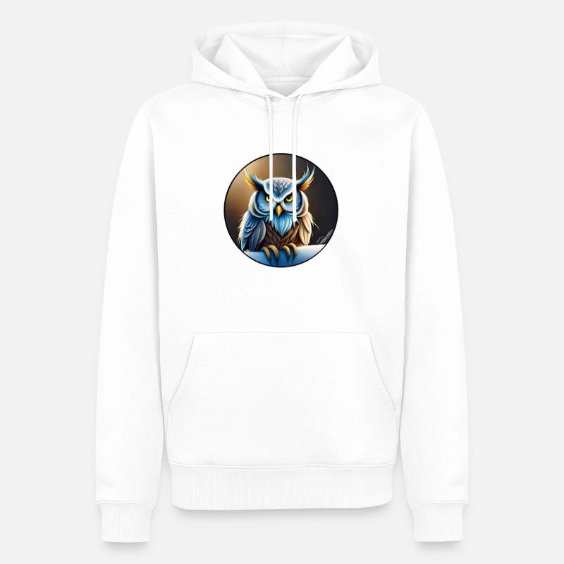 Eule - Eule - Zeichnung Illustration Vogel - Männer Premium Bio Hoodie - Weiß