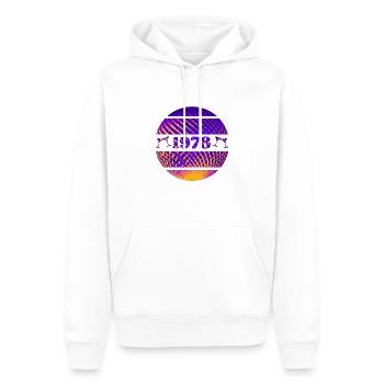Né en 1978 - Sweat à capuche Premium bio Homme - blanc - Devant - Nico (187cm)