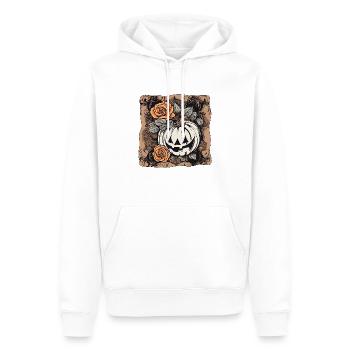 Halloween / Citrouille / Automne / Vacances / Orange - Sweat à capuche Premium bio Homme - blanc - Devant - Nico (187cm)