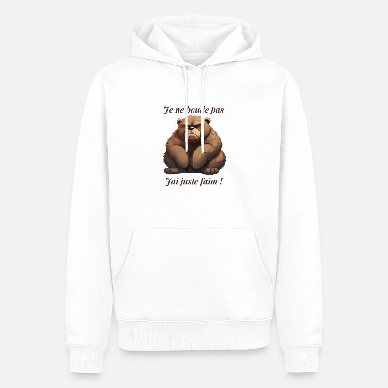 Je ne boude pas, j'ai juste faim [Version Ours] - Sweat à capuche Premium bio Homme - blanc