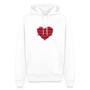 In deinen Armen fühle ich mich geborgen und gelieb - Männer Premium Bio Hoodie - Weiß - Vorne - Nico (187cm)