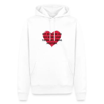 Mit dir kann ich Höhen und Tiefen meistern - Männer Premium Bio Hoodie - Weiß - Vorne - Nico (187cm)