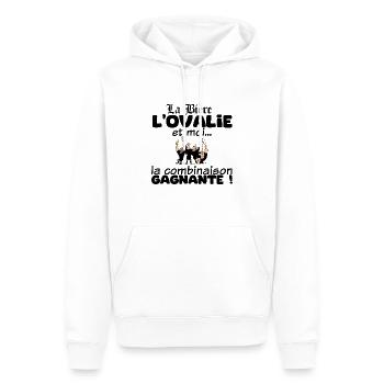 Cadeau Gagnant : Rugby et Apéro ! - Sweat à capuche Premium bio Homme - blanc - Devant - Nico (187cm)