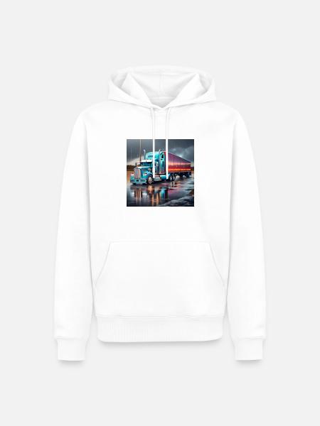 blauer und roter LKW - Männer Premium Bio Hoodie - Weiß
