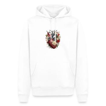 Herzblume | Herz Design | Herz aus Blumen | Blumen - Männer Premium Bio Hoodie - Weiß - Vorne - Nico (187cm)
