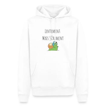 Lentement Mais sûrement - Escargot - Sweat à capuche Premium bio Homme - blanc - Devant - Nico (187cm)