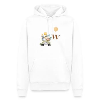 lettre w safari - Sweat à capuche Premium bio Homme - blanc - Devant - Nico (187cm)