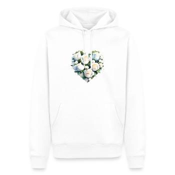 Mariage, Amour, Saint Valentin, Fiançailles, Fête des mères - Sweat à capuche Premium bio Homme - blanc - Devant - Nico (187cm)
