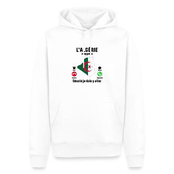 L'Algérie M'appelle désolé Je dois y aller - Sweat à capuche Premium bio Homme - blanc - Devant - Nico (187cm)