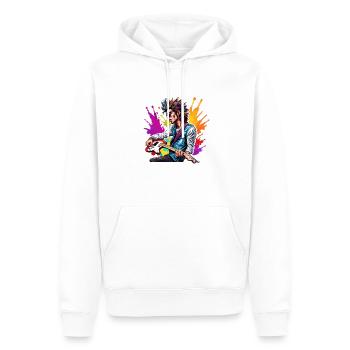 Rocker / Konzert / Gitarrist /Rock n Roll / Bühne - Männer Premium Bio Hoodie - Weiß - Vorne - Nico (187cm)