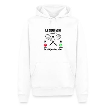 Le Squash m'appelle idée cadeau Squash - Sweat à capuche Premium bio Homme - blanc - Devant - Nico (187cm)