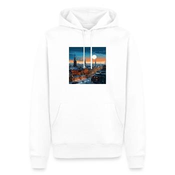 Verschneite Winternacht Schnee Winter Weihnachten - Männer Premium Bio Hoodie - Weiß - Vorne - Nico (187cm)