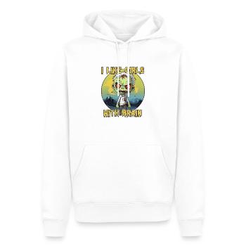 Zombie - I LIKE GIRLS WITH BRAIN - Männer Premium Bio Hoodie - Weiß - Vorne - Nico (187cm)