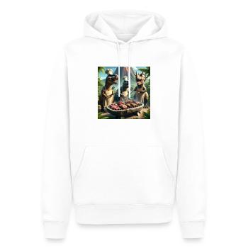 BBQ Dinosaurier Grillmeister Carnivore - Männer Premium Bio Hoodie - Weiß - Vorne - Nico (187cm)