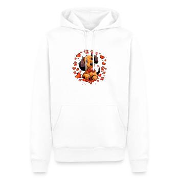Dackel mit Fliege Herzen - Männer Premium Bio Hoodie - Weiß - Vorne - Nico (187cm)