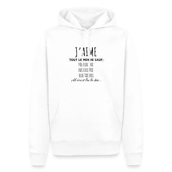 J’aime tout le monde sauf toi elle lui-humour - Sweat à capuche Premium bio Homme - blanc - Devant - Nico (187cm)