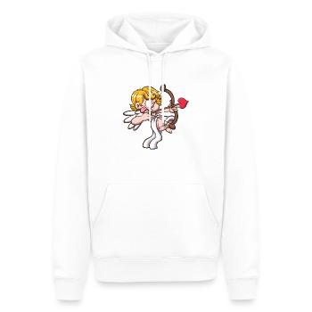 Valentinstags-Cherub zielt mit Pfeil und Bogen - Männer Premium Bio Hoodie - Weiß - Vorne - Nico (187cm)