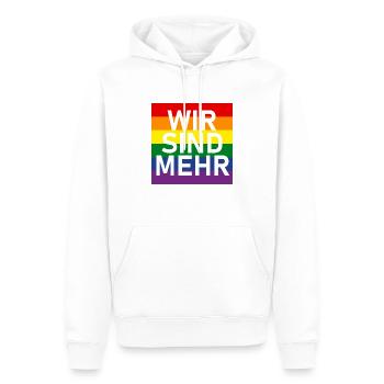Rainbow Pride: Wir sind mehr - Männer Premium Bio Hoodie - Weiß - Vorne - Nico (187cm)