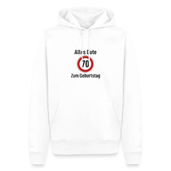 Alles Gute zum Geburtstag Straßenschild "70" - Männer Premium Bio Hoodie - Weiß - Vorne - Nico (187cm)
