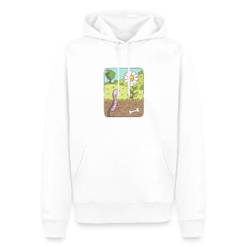 Regenwurm schaut zur Blume - Männer Premium Bio Hoodie - Weiß - Vorne - Nico (187cm)