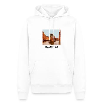Hamburg - Männer Premium Bio Hoodie - Weiß - Vorne - Nico (187cm)