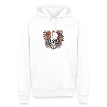 Crâne et fleurs - Sweat à capuche Premium bio Homme - blanc - Devant - Nico (187cm)