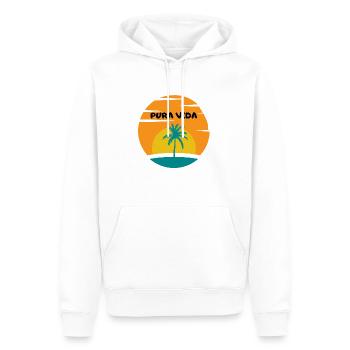 Pura Vida, Urlaub, Strand, Leben geniessen Design - Männer Premium Bio Hoodie - Weiß - Vorne - Nico (187cm)