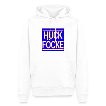 HUCK FÖCKE! - Männer Premium Bio Hoodie - Weiß - Vorne - Nico (187cm)
