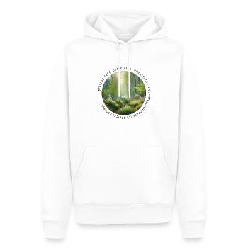 Der Wald flüstert seine uralten Geheimnisse. - Männer Premium Bio Hoodie - Weiß - Vorne - Nico (187cm)