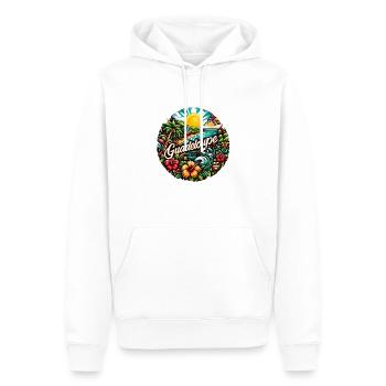Guadeloupe design - Sweat à capuche Premium bio Homme - blanc - Devant - Nico (187cm)