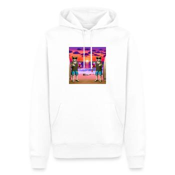 Gato Loco Surfdudes Katzen Cats Strand Sundowner - Männer Premium Bio Hoodie - Weiß - Vorne - Nico (187cm)