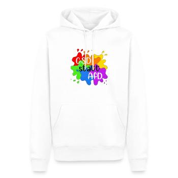 CSD statt AfD - Männer Premium Bio Hoodie - Weiß - Vorne - Nico (187cm)