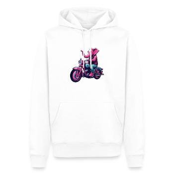 Rosa Elefant Biker - Männer Premium Bio Hoodie - Weiß - Vorne - Nico (187cm)