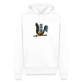 Lustige Tiere Katze auf Huhn Sommer Bauernhof - Männer Premium Bio Hoodie - Weiß - Vorne - Nico (187cm)