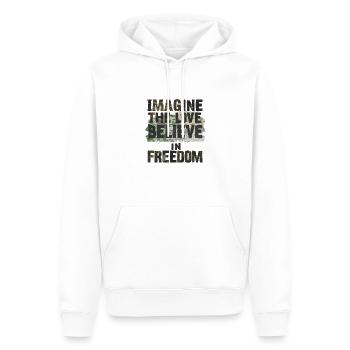 a thought provoking image with text written in mis - Sweat à capuche Premium bio Homme - blanc - Devant - Nico (187cm)