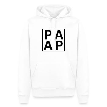 PAPA Block 3 - Men’s Premium Organic Hoodie - white - Front - Nico (187cm)