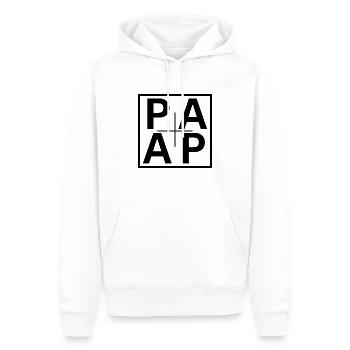 PAPA Block 1 - Men’s Premium Organic Hoodie - white - Front - Nico (187cm)